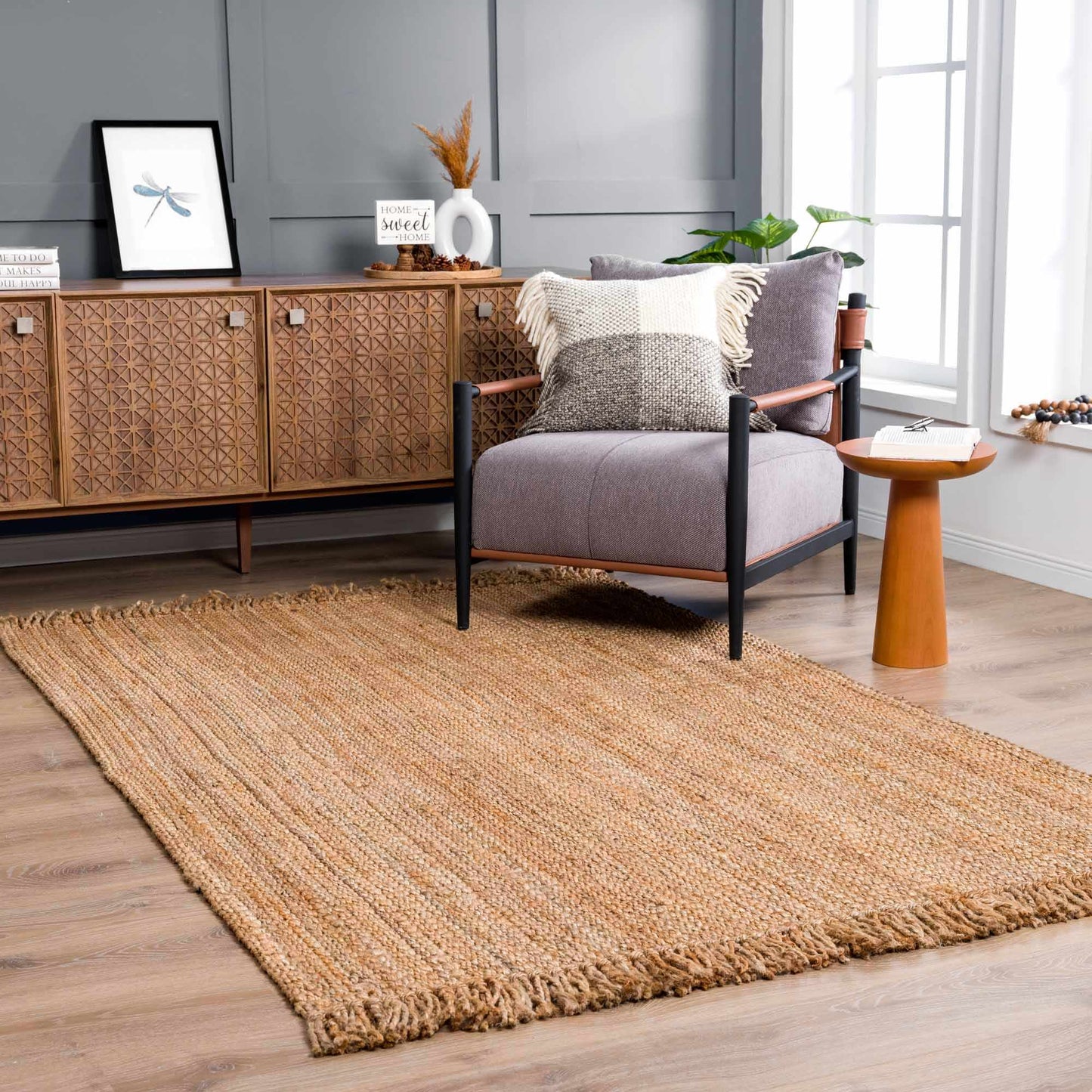 Handwoven Jute Area Rug - Eco-Friendly Natural Home Decor