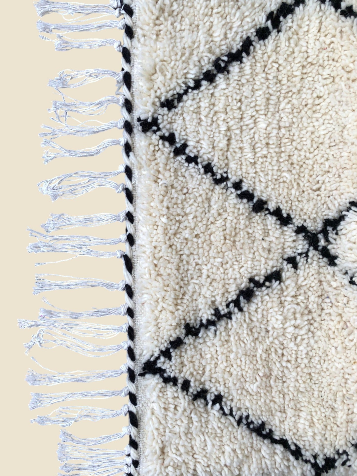 Aicha Moroccan Runner Rug – Black & White Wool
