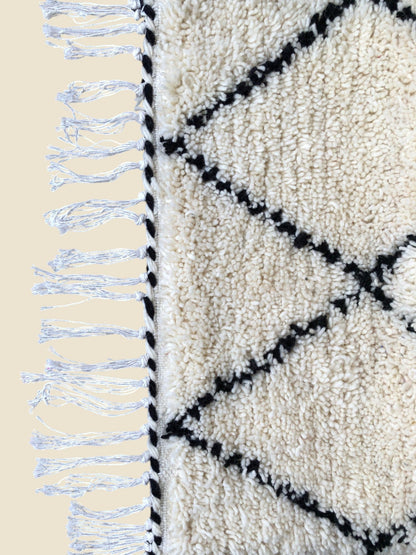 Aicha Moroccan Runner Rug – Black & White Wool