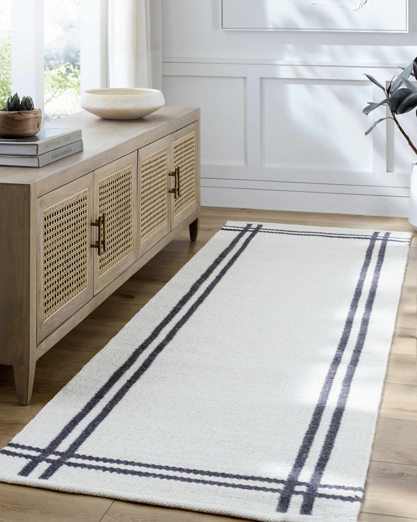 Nimue Wool Area Rug - Elegant Border Design for Cozy Interiors