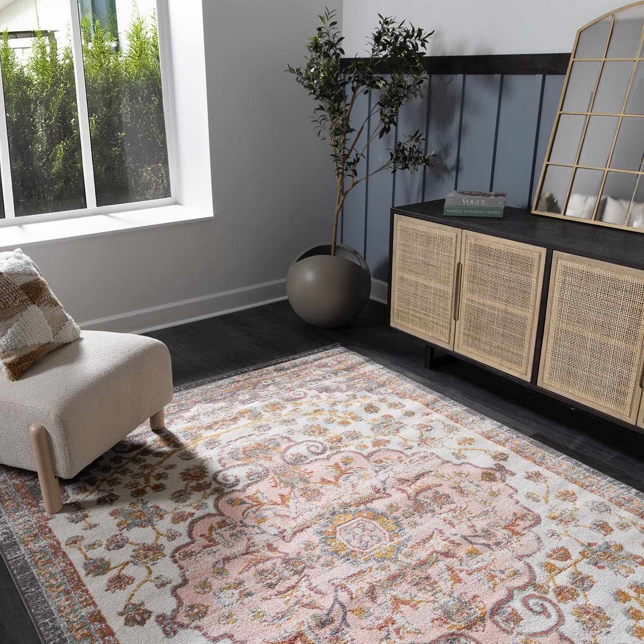 Floral Medallion Area Rug - Elegant Living Room  Bedroom Decor