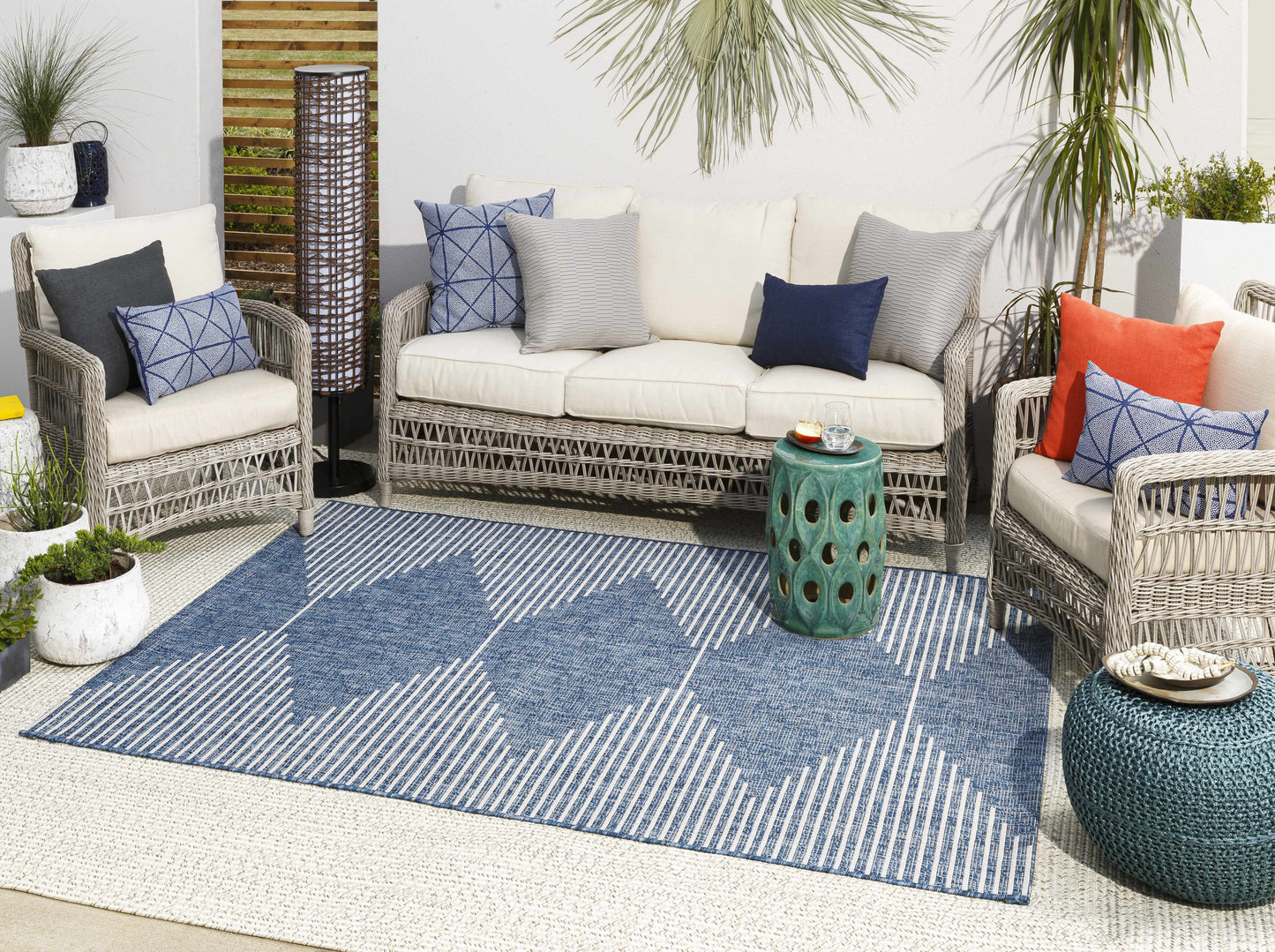 Navy Outdoor Rug - Durable Stylish Area Rug for Patios and Decks