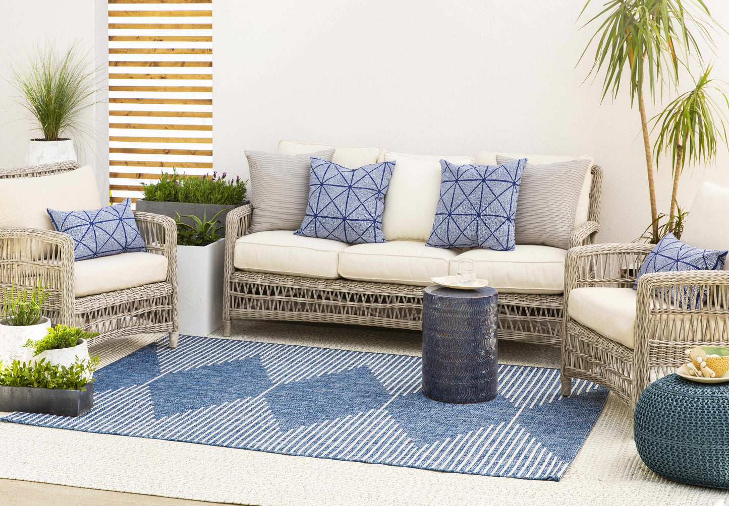 Navy Outdoor Rug - Durable Stylish Area Rug for Patios and Decks