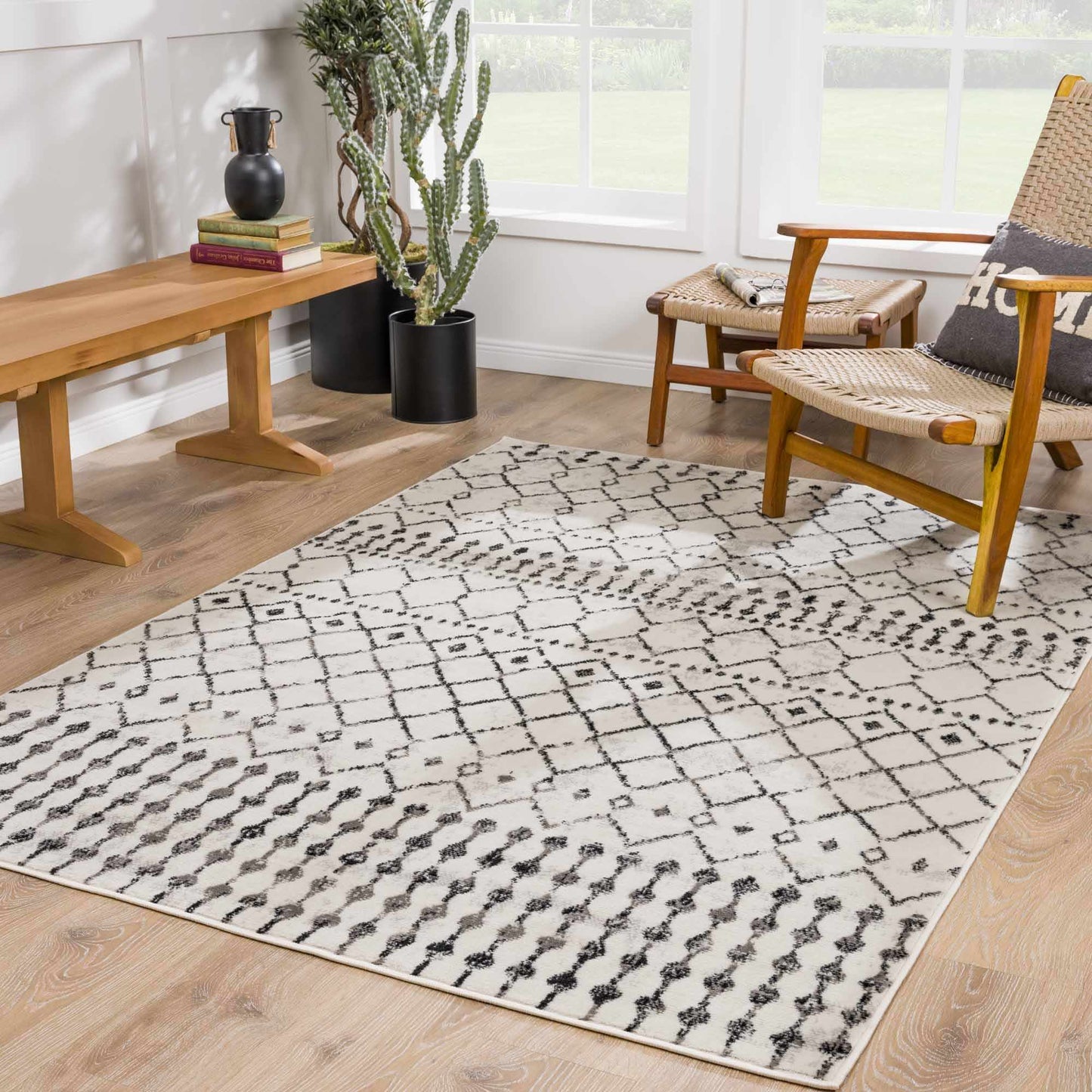 Scandinavian Moroccan Trellis Area Rug - Stylish Geometric Design for Modern Homes