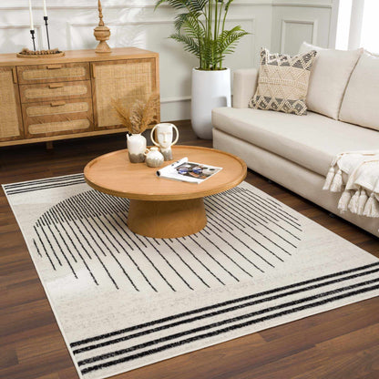 Angus Black  White Geometric Area Rug - Modern Home Décor