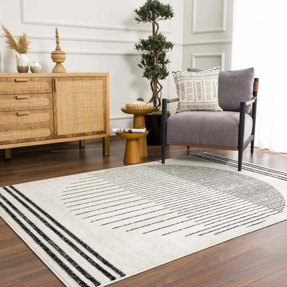 Angus Black  White Geometric Area Rug - Modern Home Décor