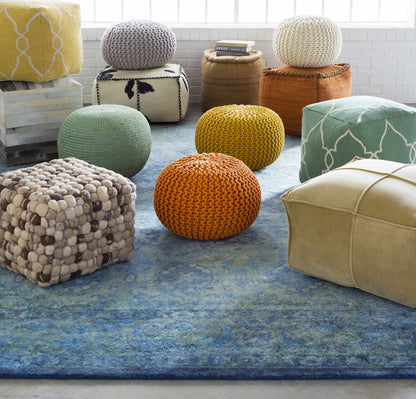 Knitted Aqua Jute Pouf Jenkinjones Cozy Living Room Decor
