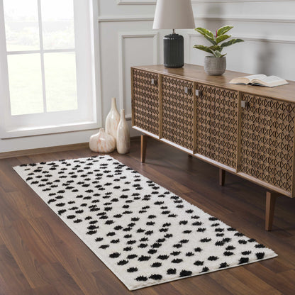 Black and White Dotted Area Rug - Stylish Home Decor Accent