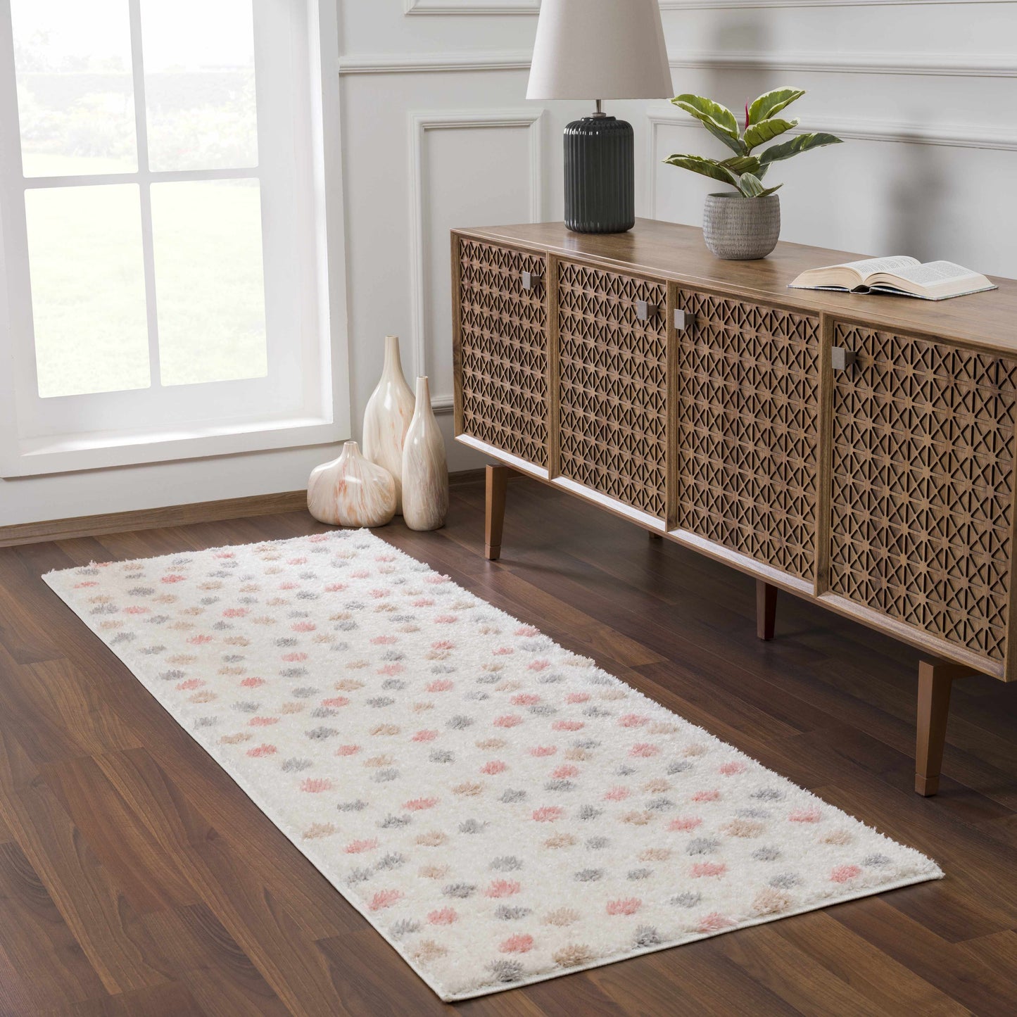 Pink Cream Dotted Area Rug - Stylish Cozy Home Décor