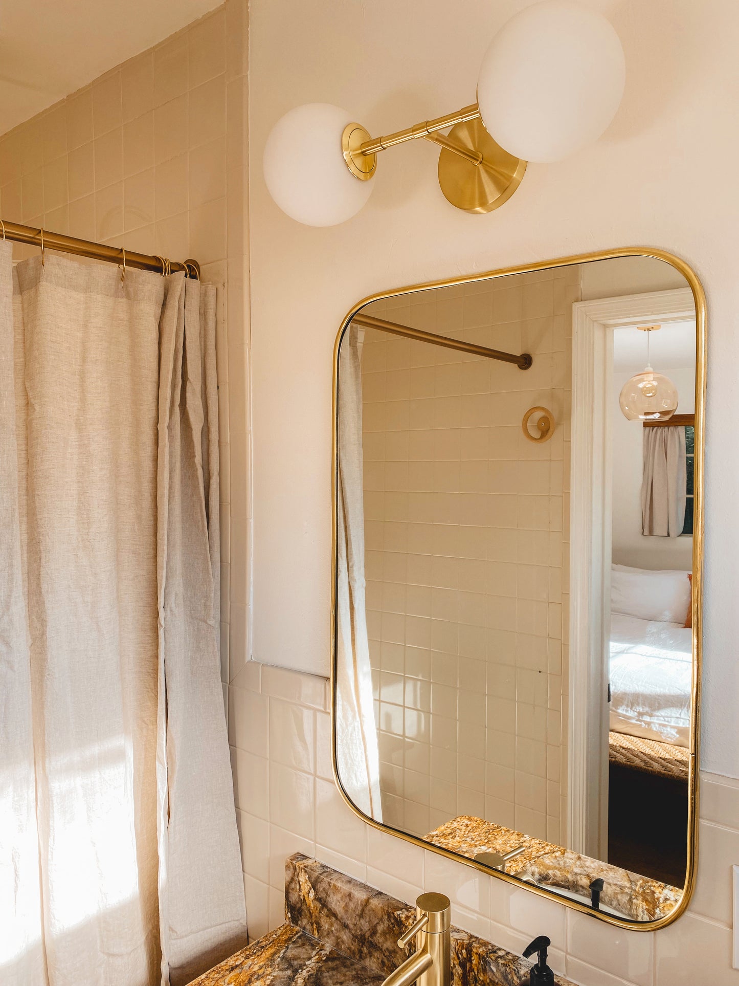 Rectangular brass mirror