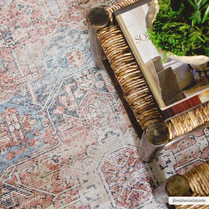 Distressed Washable Area Rug - Stylish Durable Easy to Clean