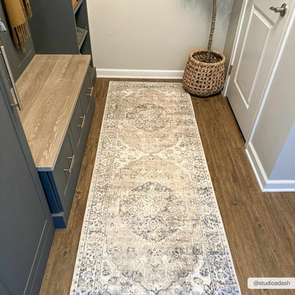 Beige Washable Flat Pile Rug - Stylish Home Décor