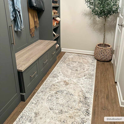 Beige Washable Flat Pile Rug - Stylish Home Décor