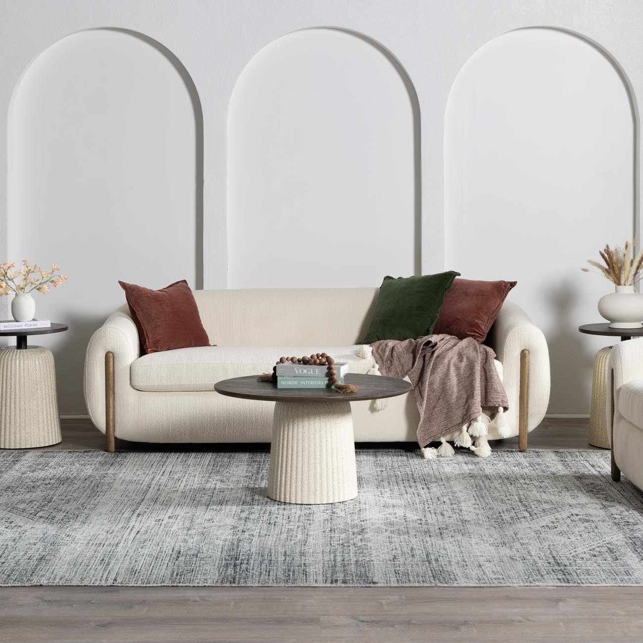 Gray Blue Washable Area Rug - Living Room  Bedroom Decor