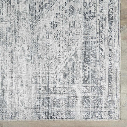 Gray Blue Washable Area Rug - Living Room  Bedroom Decor