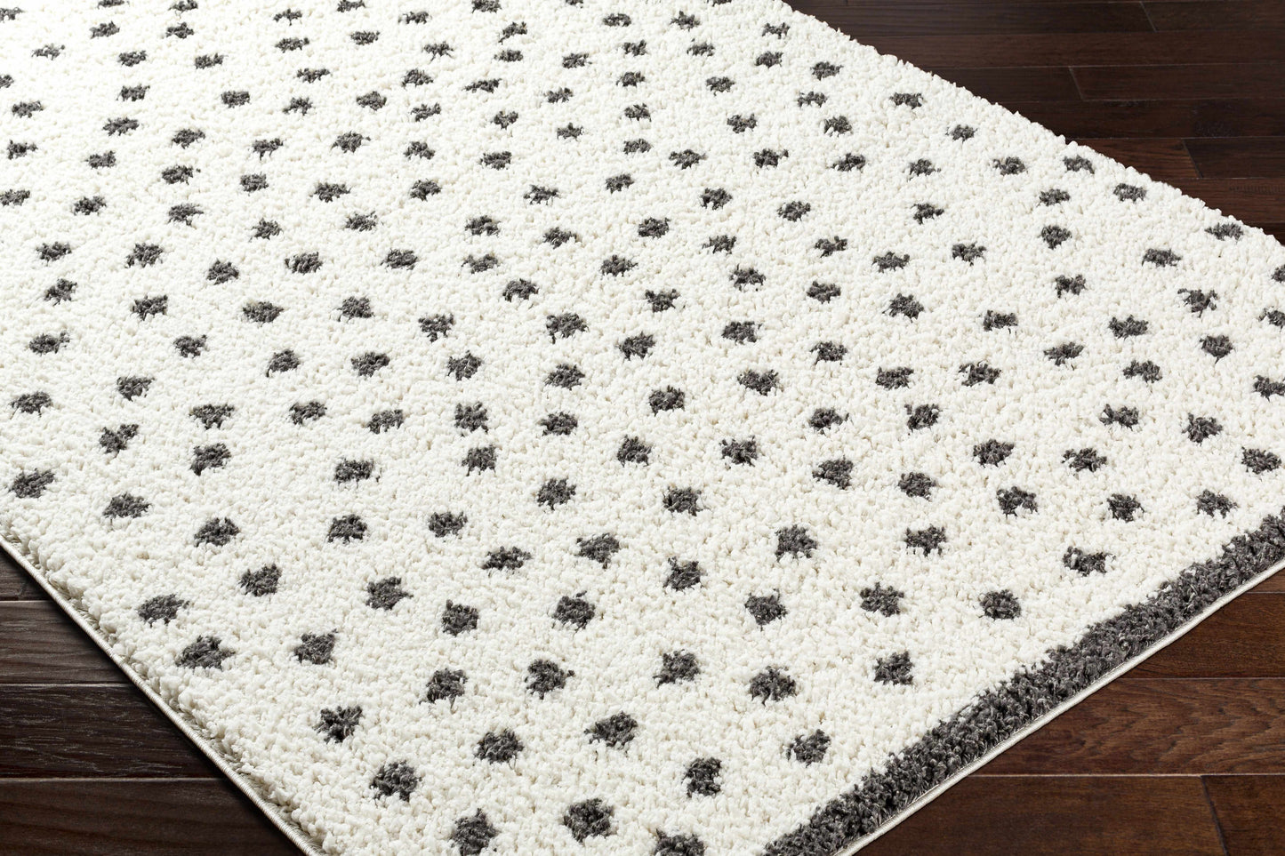 Plush Black and White Dotted Area Rug - Cozy Home Décor Accent
