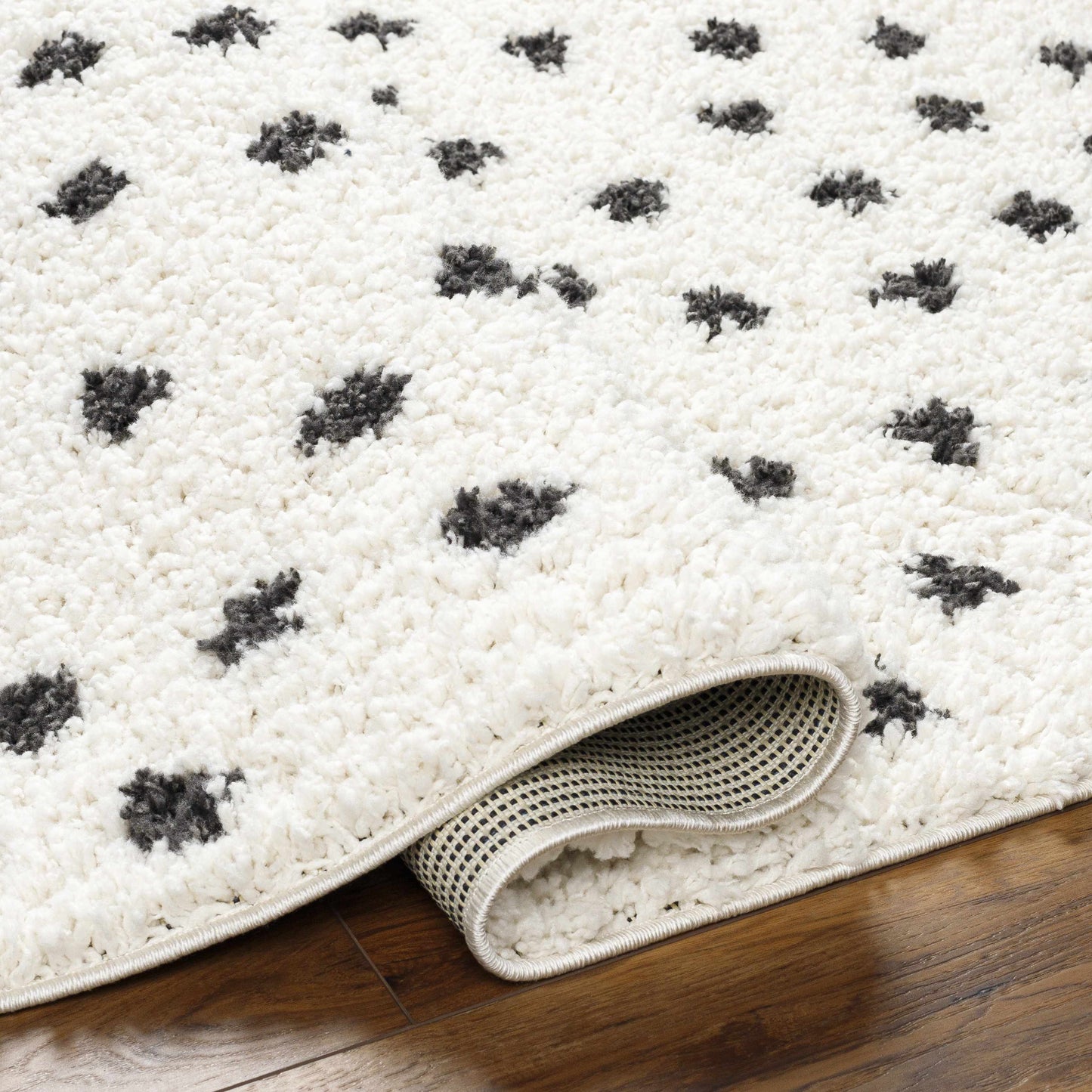 Plush Black and White Dotted Area Rug - Cozy Home Décor Accent