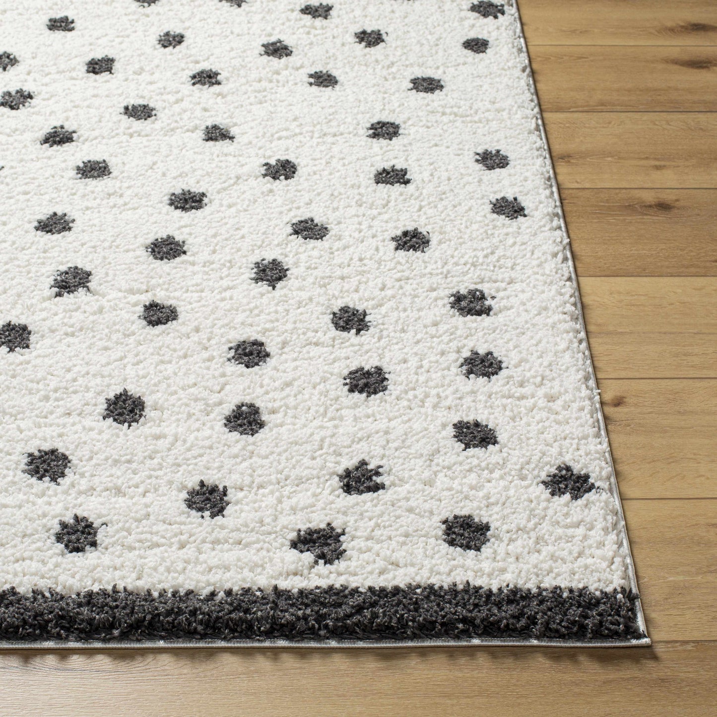 Plush Black and White Dotted Area Rug - Cozy Home Décor Accent