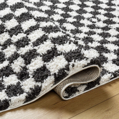 Checkered Shag Area Rug - Black and White Cozy Home Decor