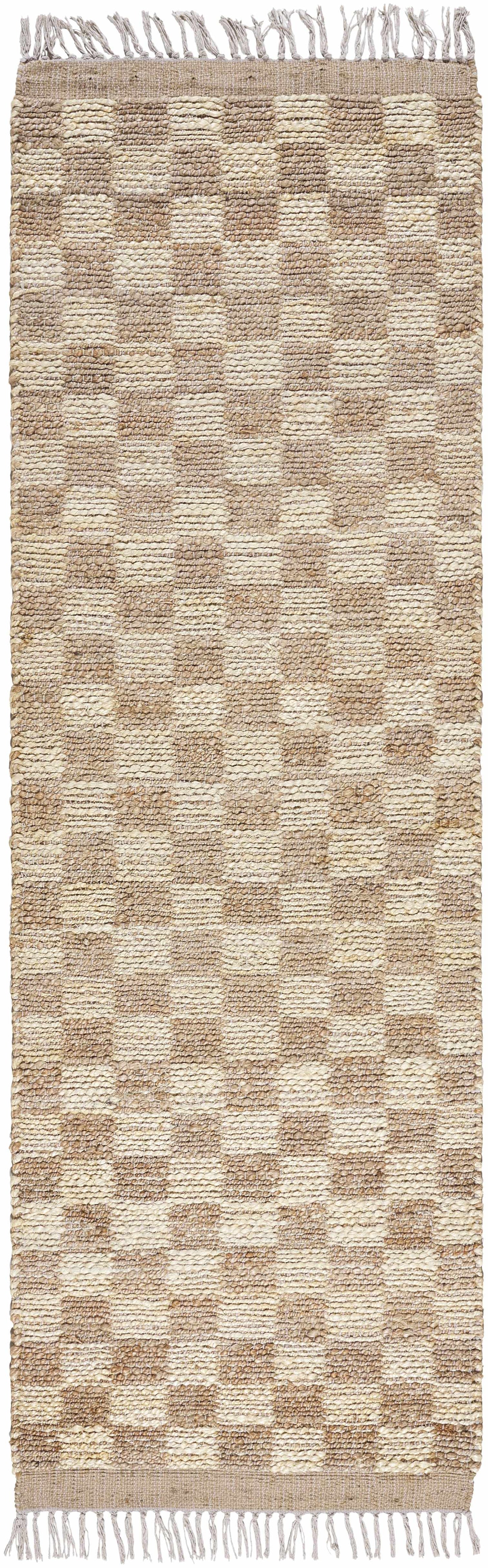 Checkered Jute Area Rug - Eco-Friendly Home Decor