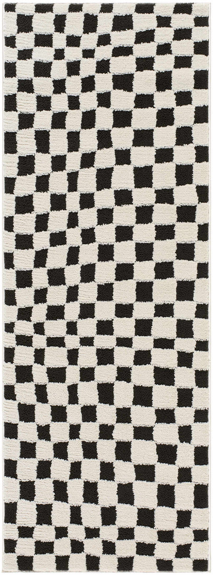 Checkered Area Rug - Stylish Black and White Geometric Floor Decor