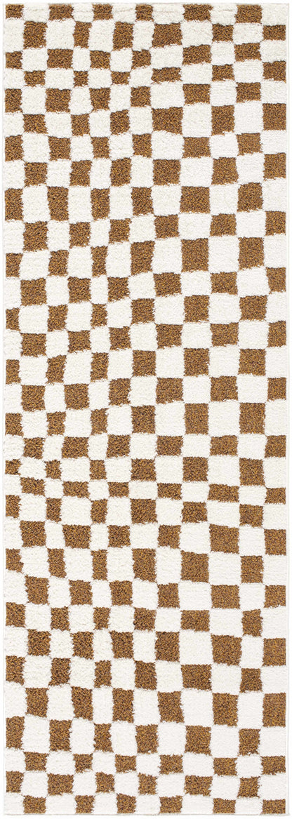 Brown Checkered Area Rug - Cozy Home Décor Accent