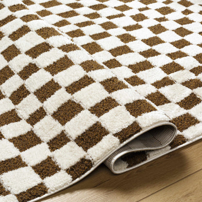 Brown Checkered Area Rug - Cozy Home Décor Accent