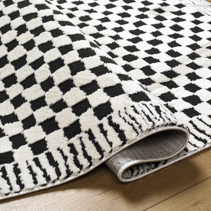 Checkered Black White Area Rug - Modern Home Decor Accent