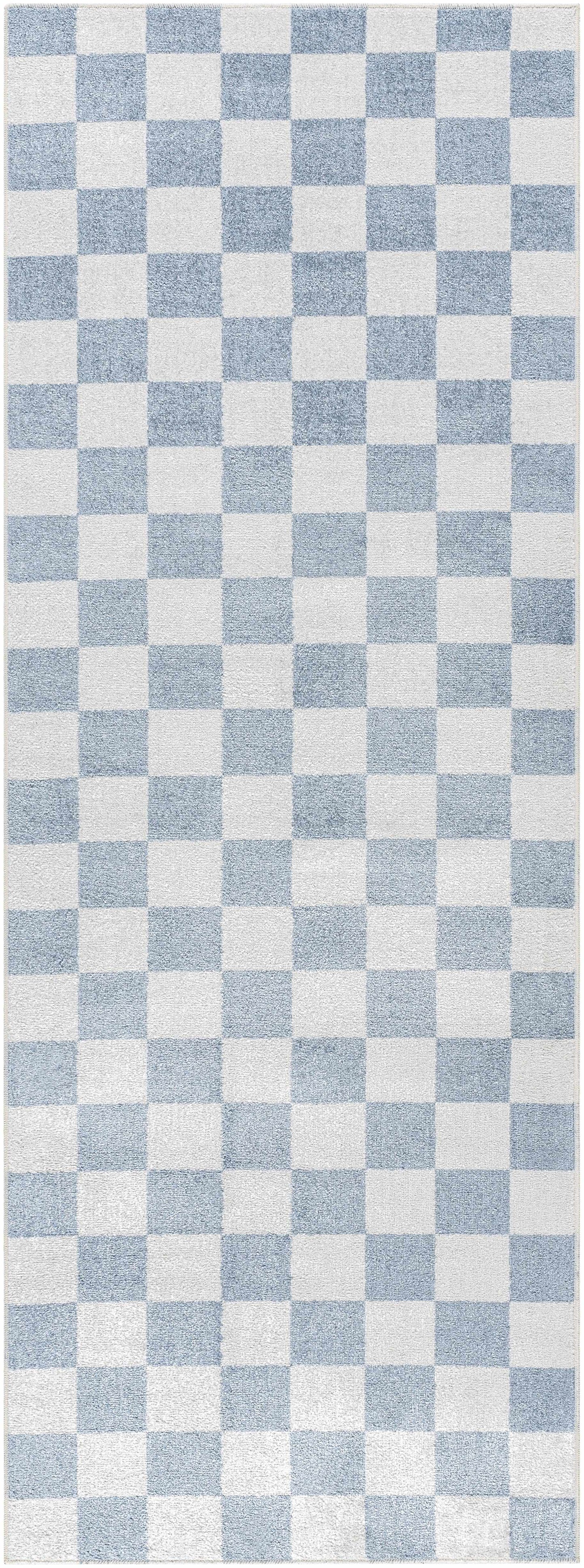 Checkered Washable Area Rug - Stylish Durable Floor Covering