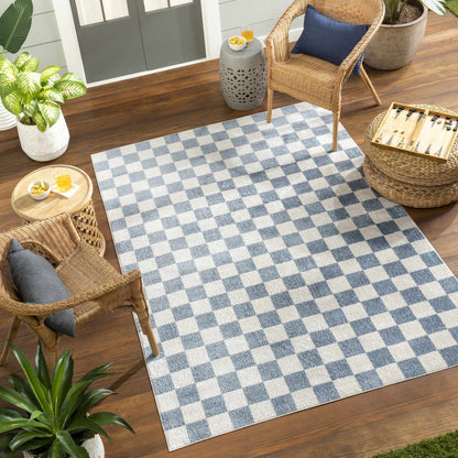Checkered Washable Area Rug - Stylish Durable Floor Covering