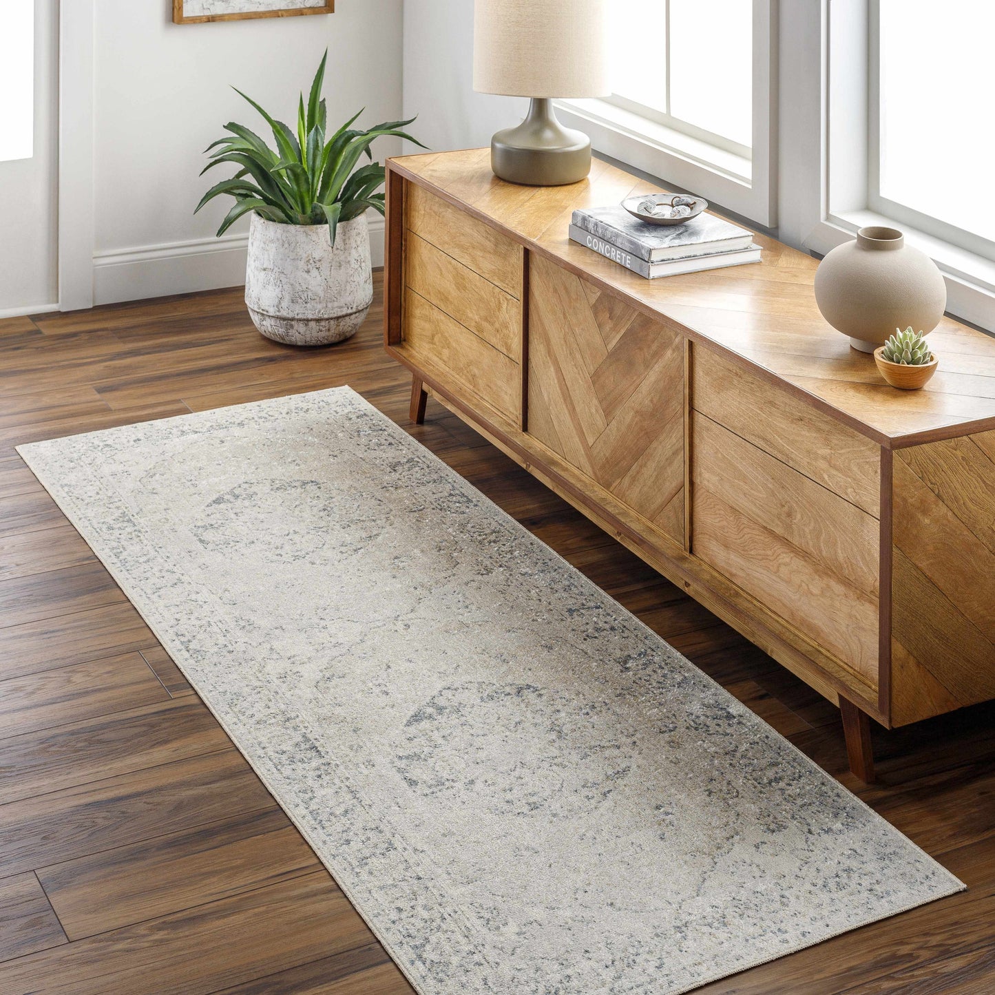 Washable Modern Area Rug - Soft Durable Flat Pile Design