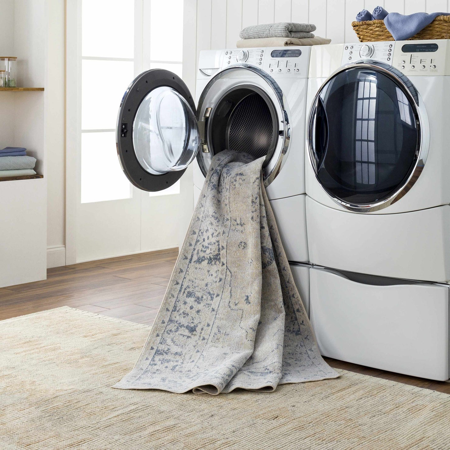 Washable Modern Area Rug - Soft Durable Flat Pile Design