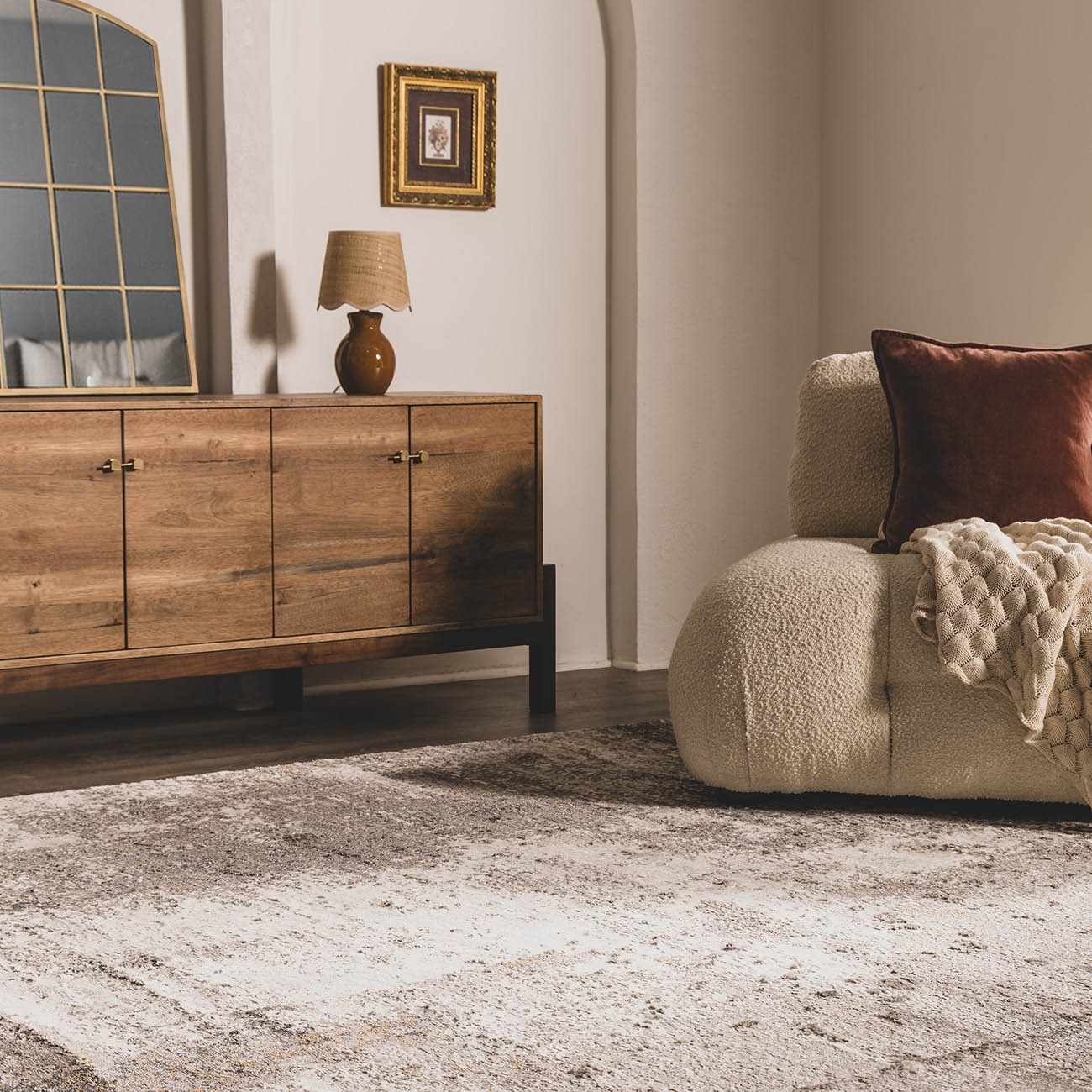 Abstract Taupe Area Rug - Modern Stylish Home Décor Rug