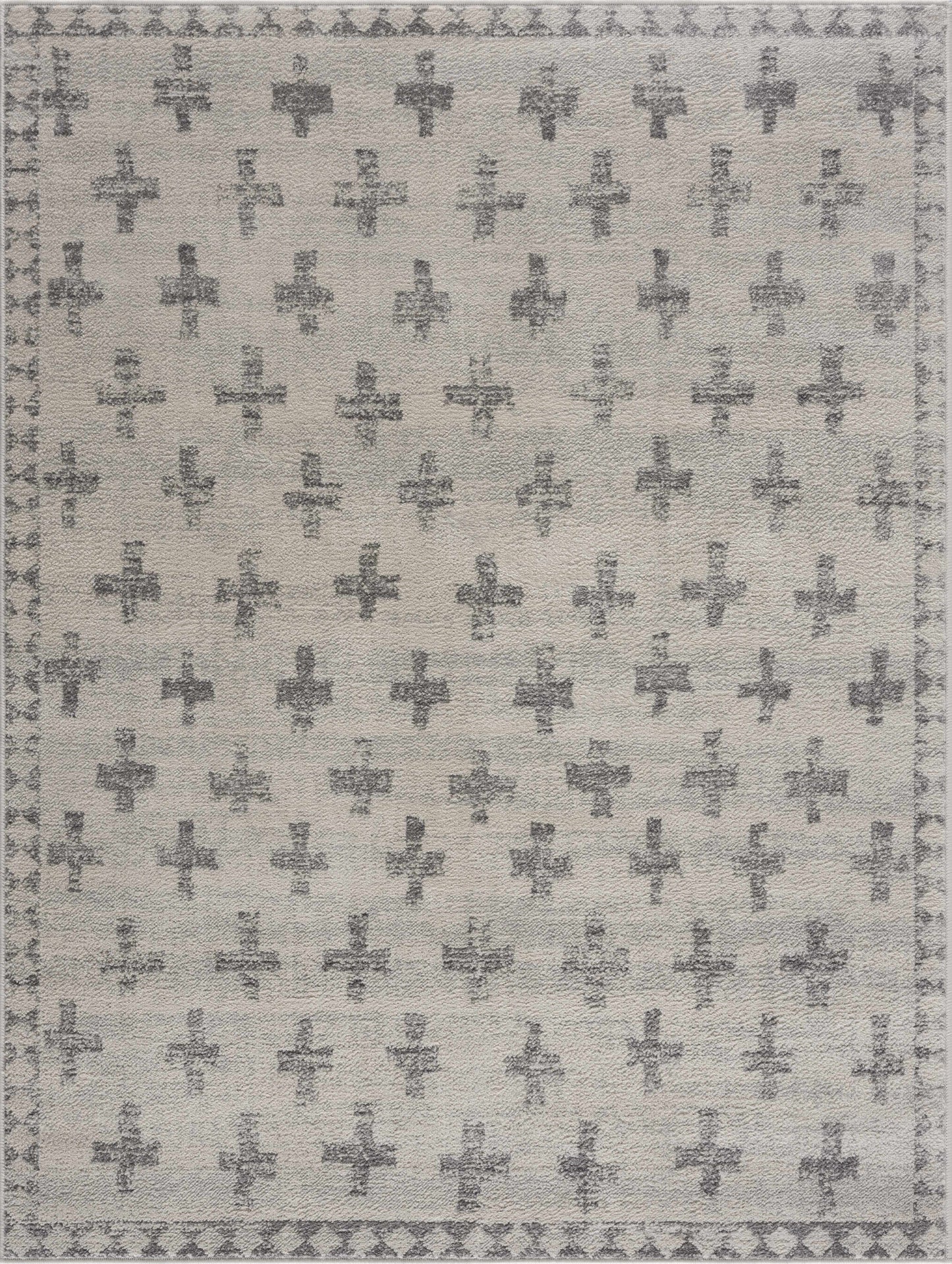 Modern Ivory Gray Area Rug - Swiss Cross Tigris Design for Stylish Interiors