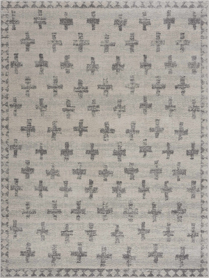 Modern Ivory Gray Area Rug - Swiss Cross Tigris Design for Stylish Interiors