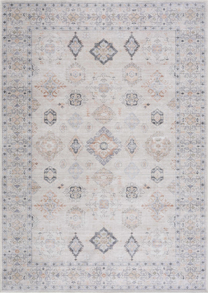 Beige Vintage Washable Area Rug - Durable Beckett Collection