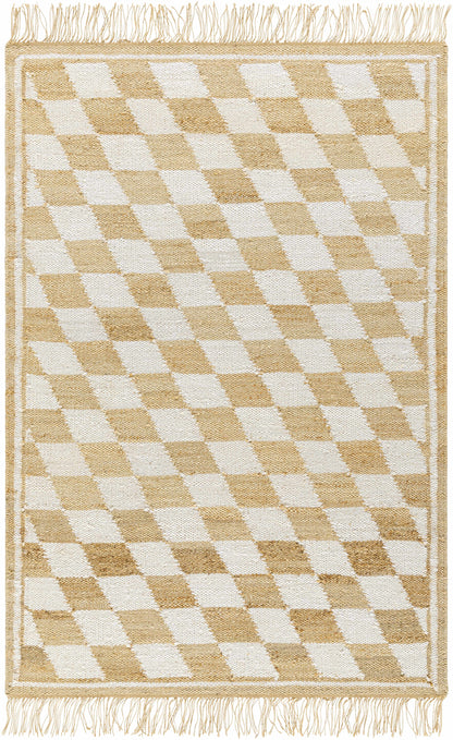 Checkered Jute Rug - Tiria Diamond Design with Tassels