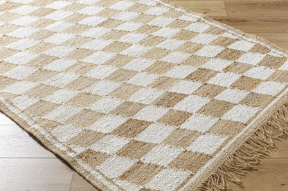 Checkered Jute Rug - Tiria Diamond Design with Tassels