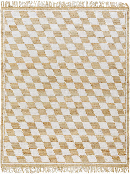 Checkered Jute Rug - Tiria Diamond Design with Tassels