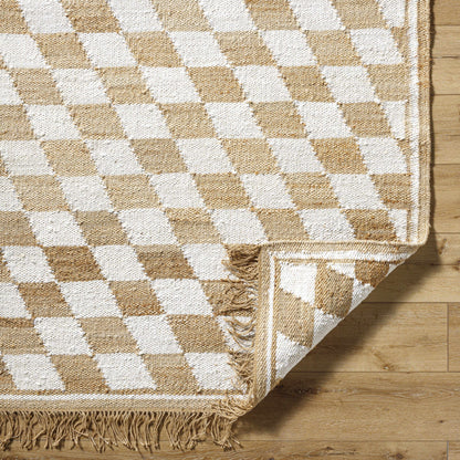 Checkered Jute Rug - Tiria Diamond Design with Tassels