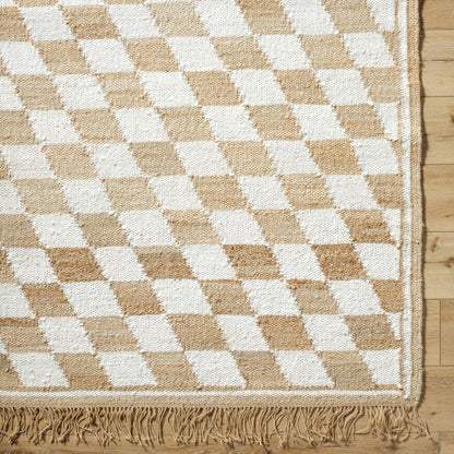 Checkered Jute Rug - Tiria Diamond Design with Tassels