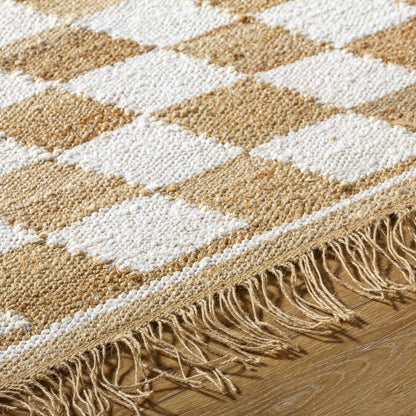 Checkered Jute Rug - Tiria Diamond Design with Tassels