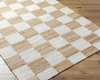 Checkered Jute Area Rug - Eco-Friendly Stylish Floor Decor
