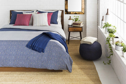 Gail Navy Jute Knitted Pouf For Cozy Living Rooms