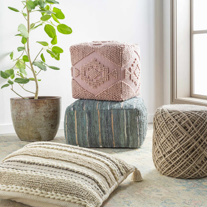 Bellingen Gray Handwoven Textured Pouf For Living Rooms And Entryways A Versatile Accent For Cozy Seating And Decor