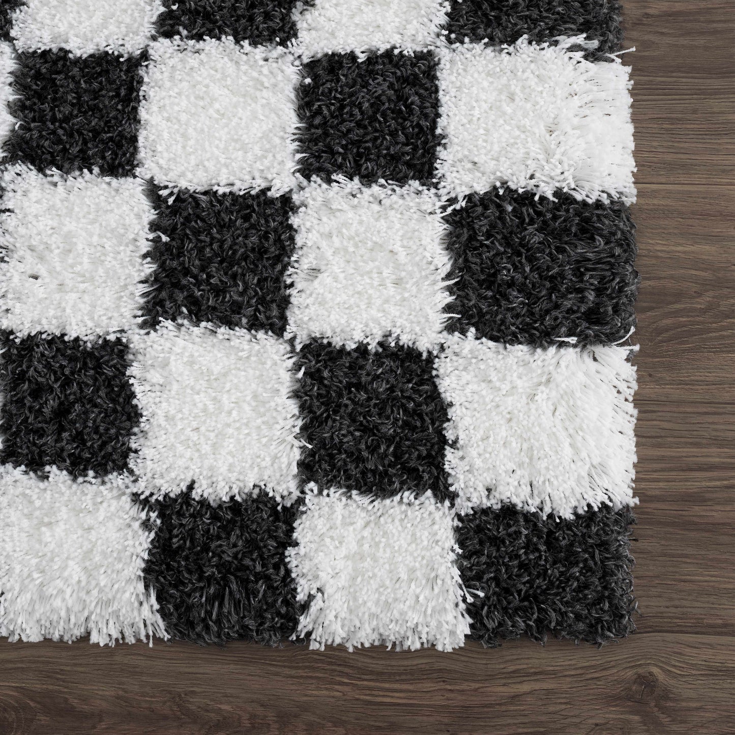 Checkered Black White Area Rug - Modern Stylish Home Decor