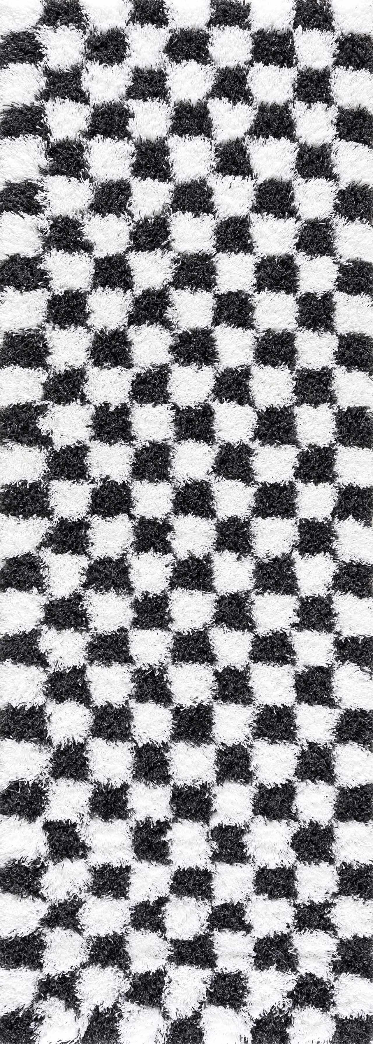 Checkered Black White Area Rug - Modern Stylish Home Decor