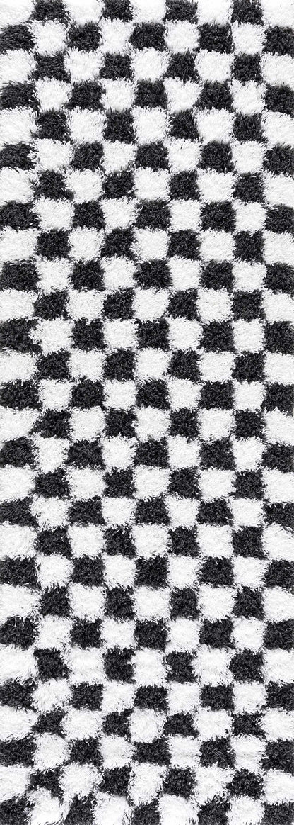 Checkered Black White Area Rug - Modern Stylish Home Decor