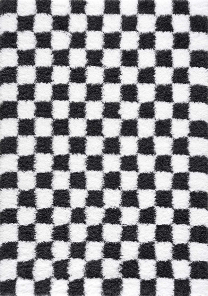 Checkered Black White Area Rug - Modern Stylish Home Decor
