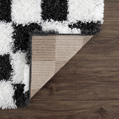 Checkered Black White Area Rug - Modern Stylish Home Decor